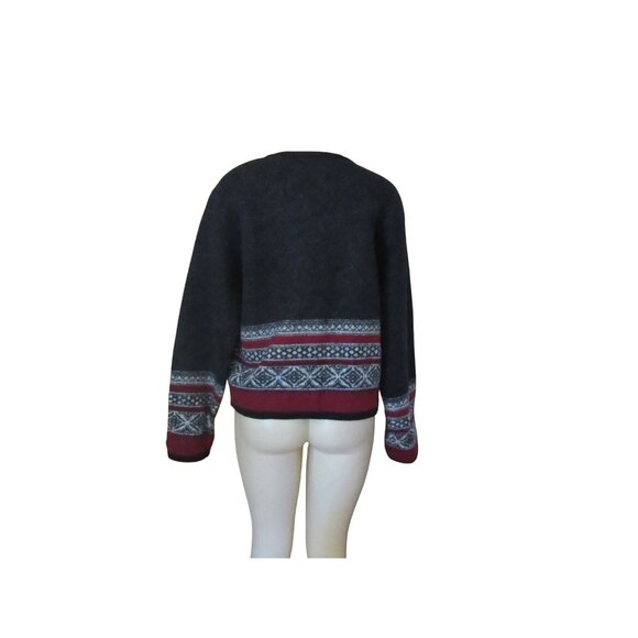 Vintage Tally-Ho Black Wool Cardigan W/ Brass-Style Buttons Sz L - Picture 5 of 6